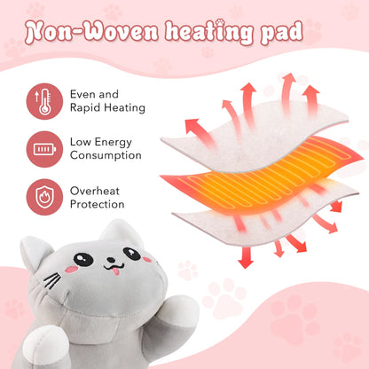 Cute USB Heated Cat Plush Pillow - Electric Hot Compress for Pain & Comfort