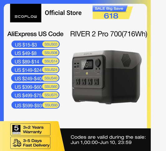EcoFlow RIVER 2 Pro Portable Power Station: 716Wh LiFePO4 Solar Generator
