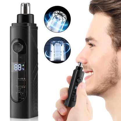 Electric Nose Hair Trimmer - Rechargeable Painless Grooming Tool with LED Display