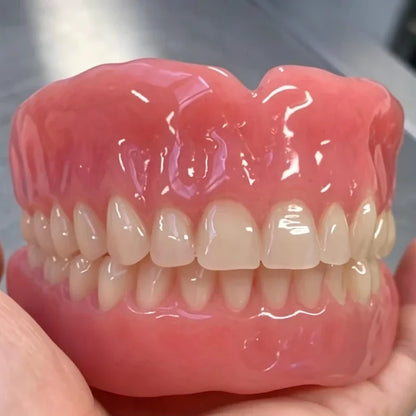 Natural Silicone Cosmetic Dentures - Removable Upper & Lower Smile Enhancer