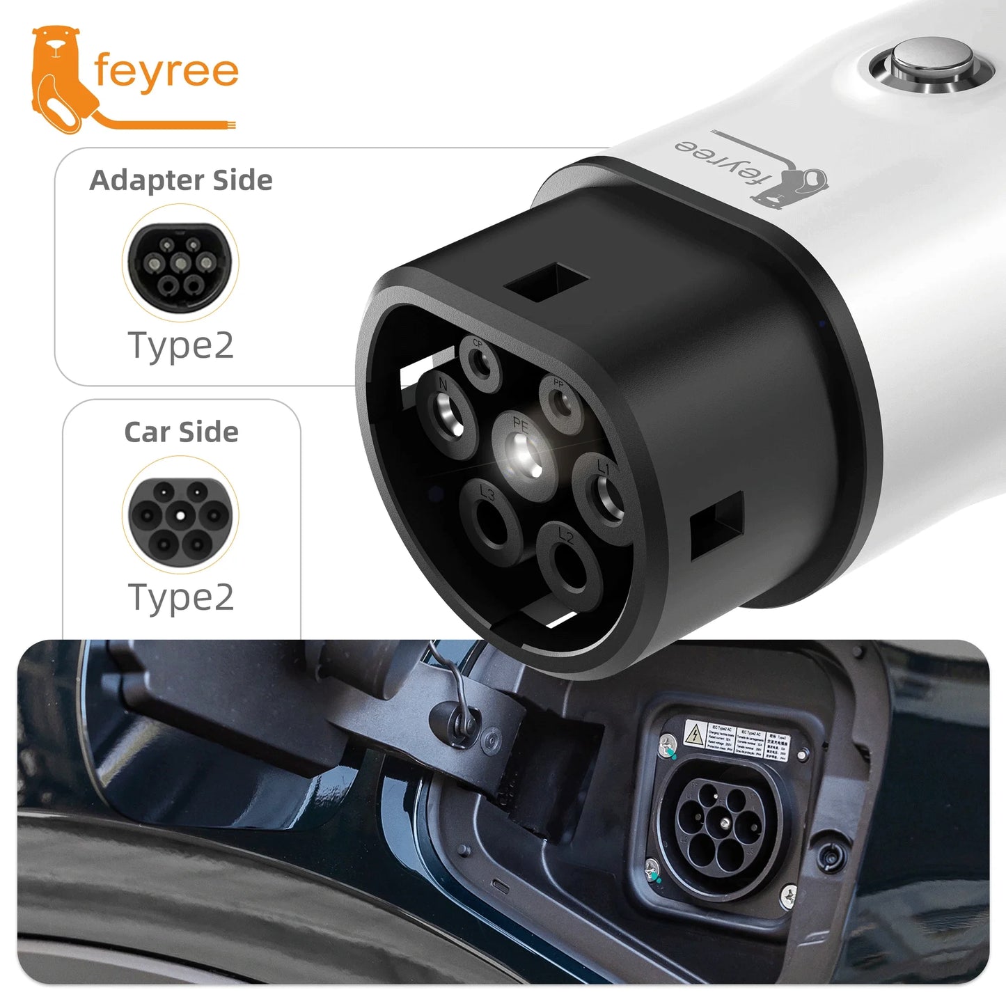 Type 2 V2L Electric Vehicle Discharger Adapter for Chinese EV Camping