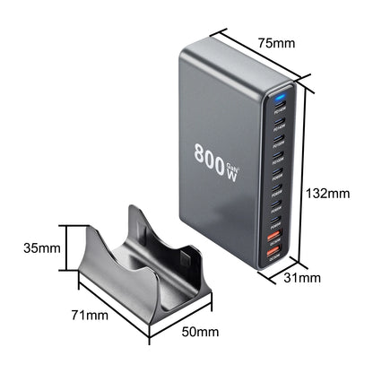 800W 10-Port GaN Fast Charging Station for iPhone, Samsung, and MacBook