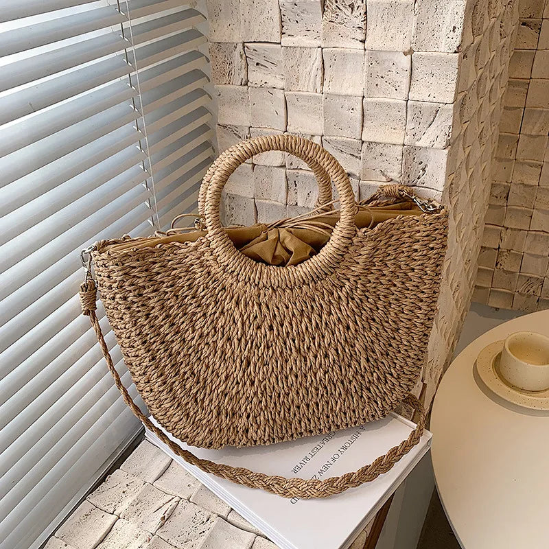 Luxury Woven Straw Bucket Bag