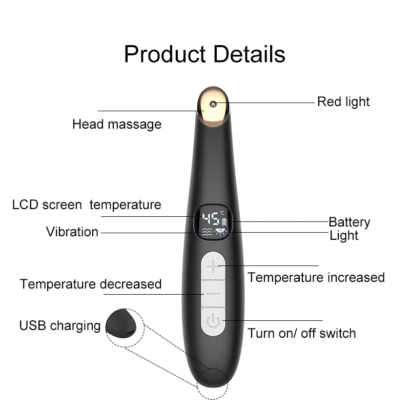 3-in-1 LED Eye Lift Wand: Heated Vibration Massager for Dark Circles & Puffiness - 11
