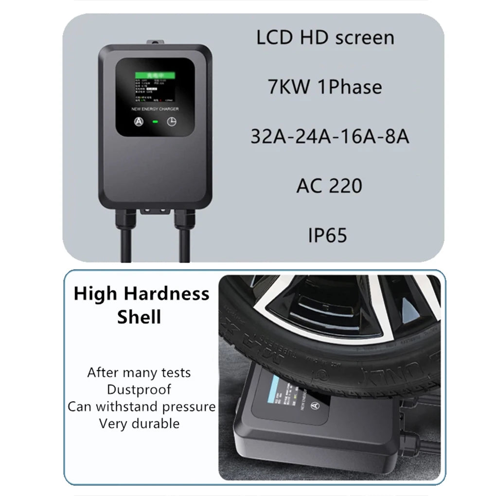 7KW 32A Type 2 EV Home Charging Station - Fast Electric Car Wallbox Charger - 16