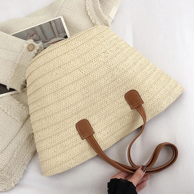 Luxury Bohemian Knitted Straw Tote