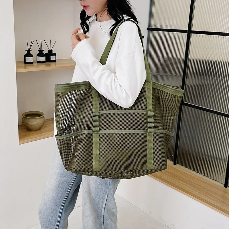 Luxury Canvas Mesh Beach Tote