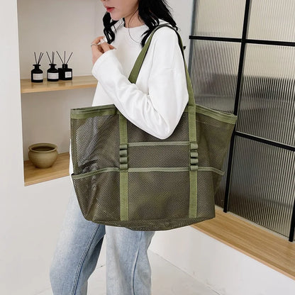 Luxury Canvas Mesh Beach Tote