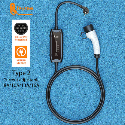 Portable EV Charger 3.5KW Level 2 Electric Vehicle Charging Cable 16A