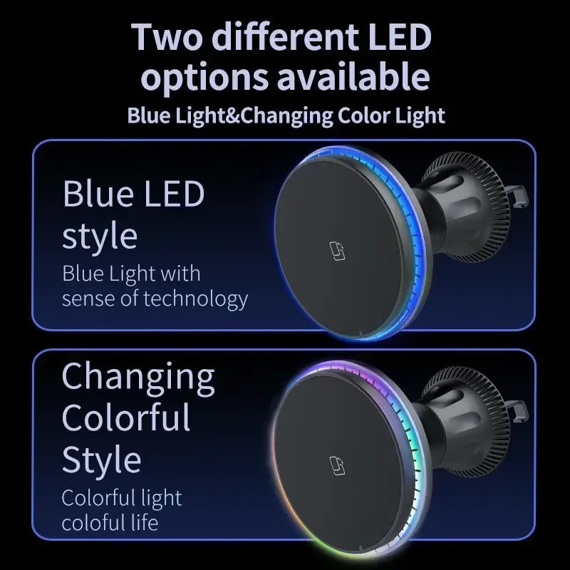 Magnetic Car Wireless Charger 15W Fast Mount for iPhone 12-16 Series