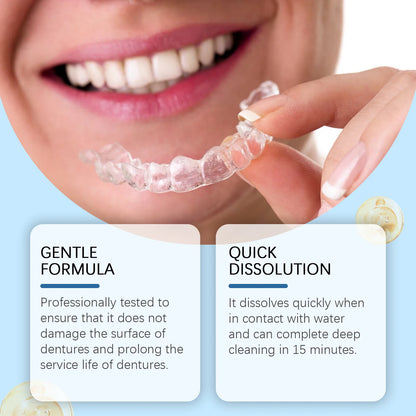Denture Cleaning Effervescent Tablets - Antibacterial Retainer & Aligners Cleaner