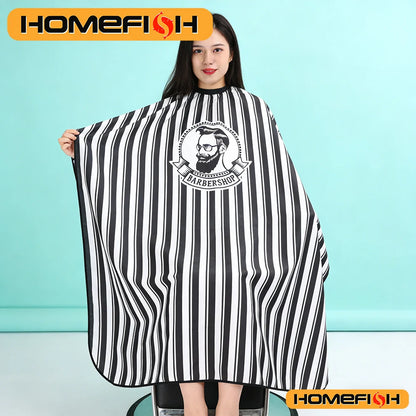 Striped Barber Cape - Waterproof Hair Cutting Apron for Salons