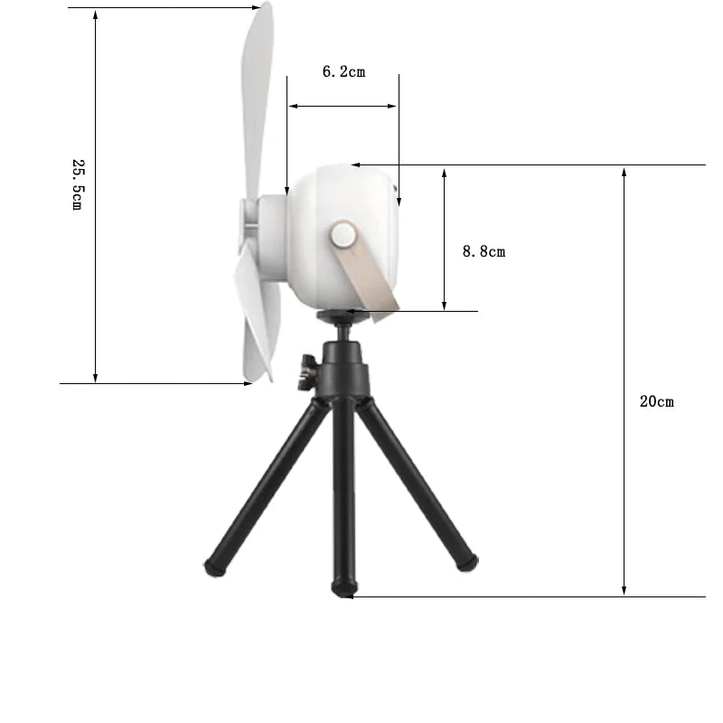 Rechargeable Portable Ceiling Fan & Desktop Tripod Fan with LED Light & Remote - 6
