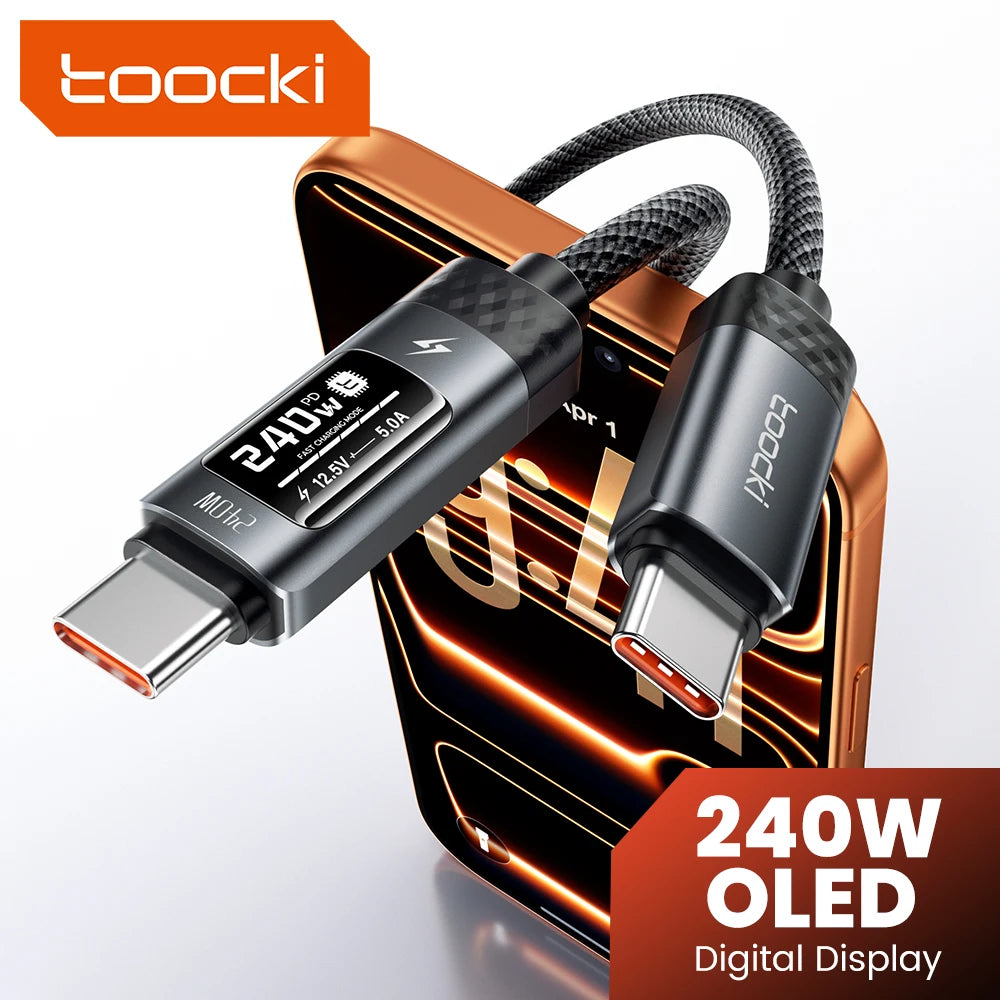 240W USB-C Fast Charging Cable with Real-Time OLED Power Display - 1