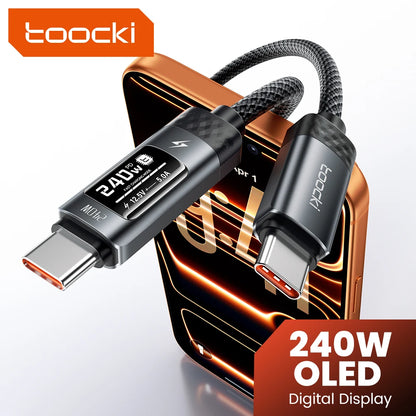 240W USB-C Fast Charging Cable with Real-Time OLED Power Display
