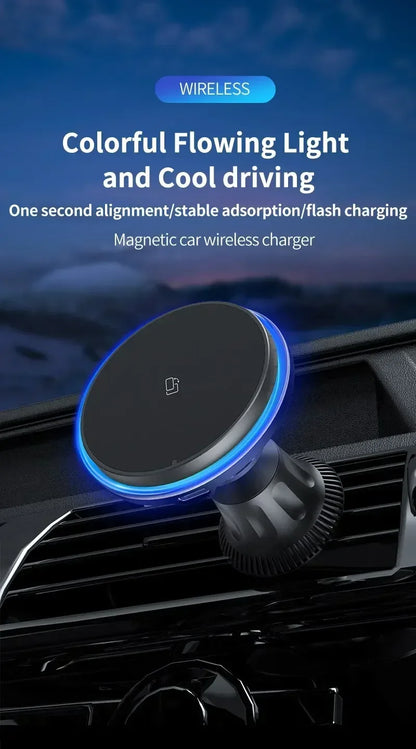 Magnetic Car Wireless Charger 15W Fast Mount for iPhone 12-16 Series