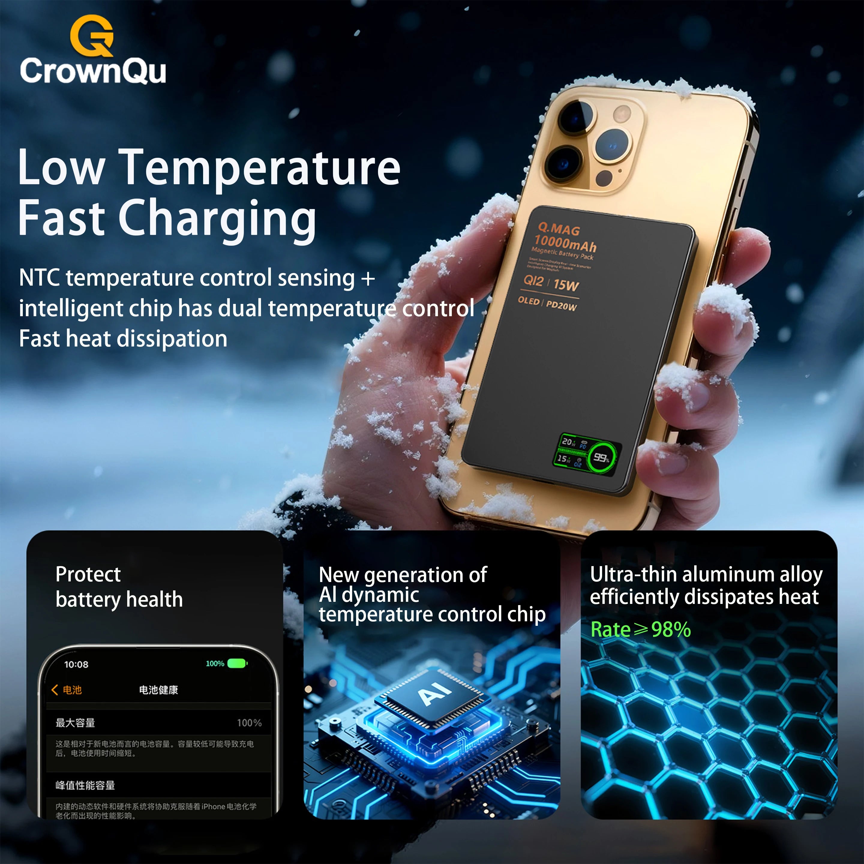 Magnetic 3-in-1 Wireless Power Bank 10000mAh Fast Charging for iPhone - 5