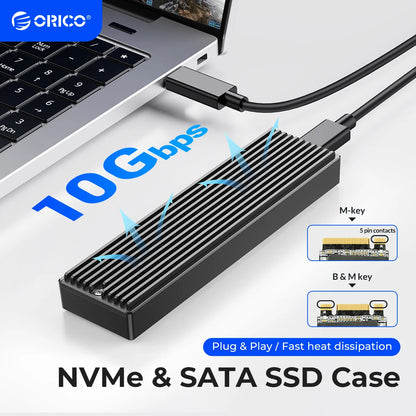 ORICO M.2 NVMe SATA SSD Enclosure - 10Gbps Portable External Drive Case