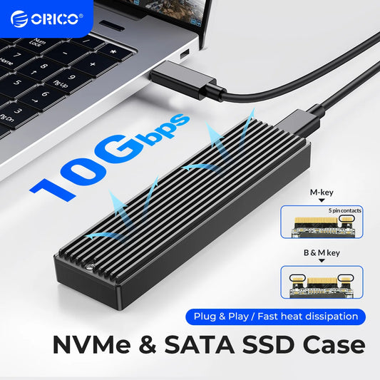 ORICO M.2 NVMe SATA SSD Enclosure - 10Gbps Portable External Drive Case