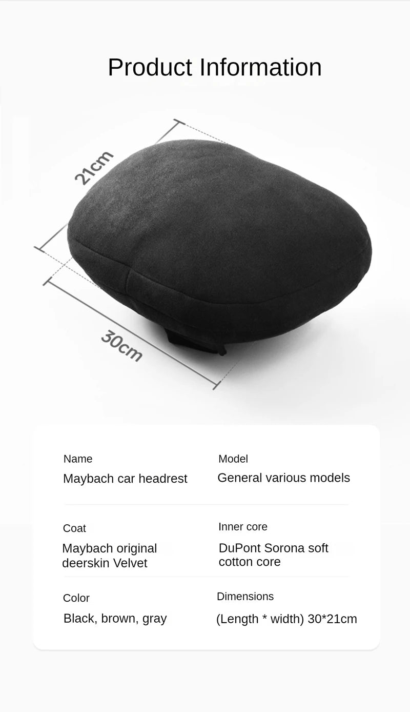 Memory Foam Car Neck Pillow - Suede Headrest Support Cushion - 14