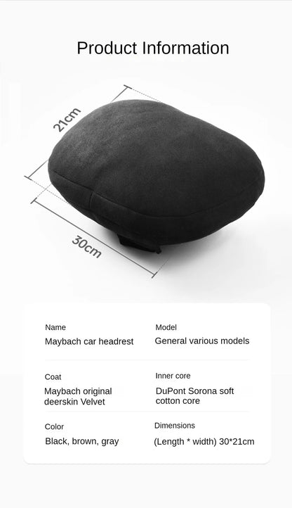 Memory Foam Car Neck Pillow - Suede Headrest Support Cushion