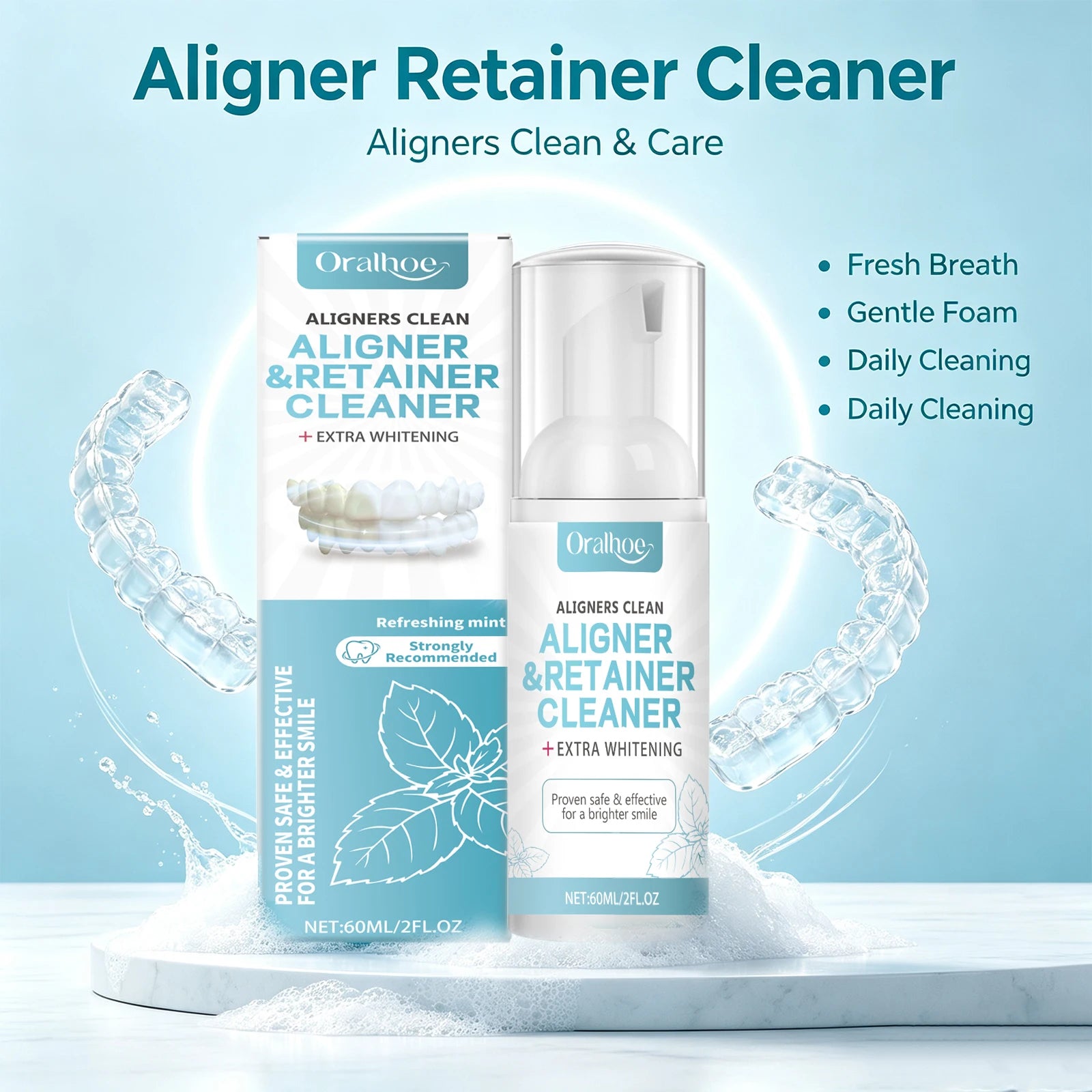 Aligner and Retainer Cleaning Foam Mousse with Whitening Effect - 1