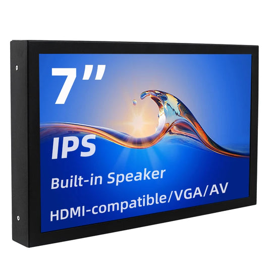 7-Inch Portable IPS Monitor 1024x600 HDMI VGA Display with Metal Holder
