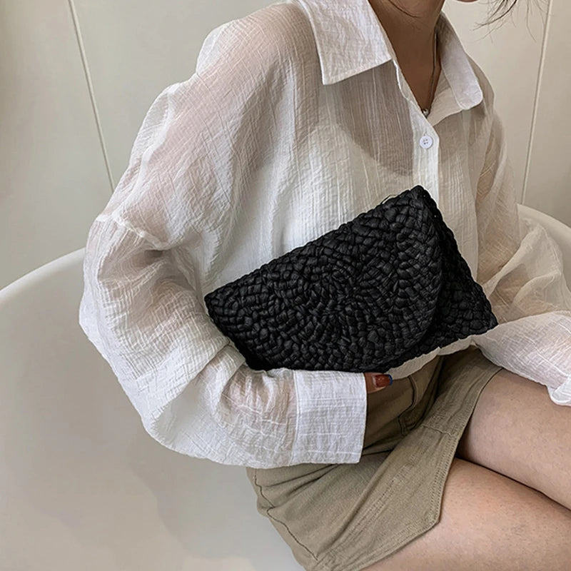 Luxury Woven Straw Clutch