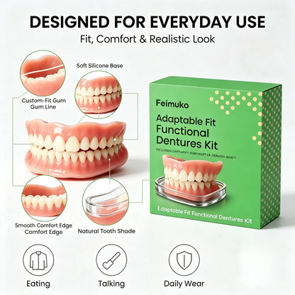 Comfort Fit Silicone Snap-On Dentures – Realistic Upper & Lower Set