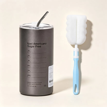 600ml Insulated Stainless Steel Coffee Mug with Straw – Portable Travel Cup
