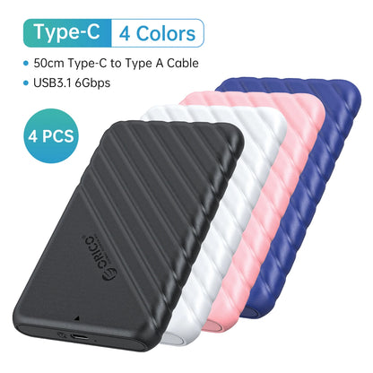 2.5" SATA HDD SSD External Hard Drive Enclosure - USB 3.0/Type-C Adapter