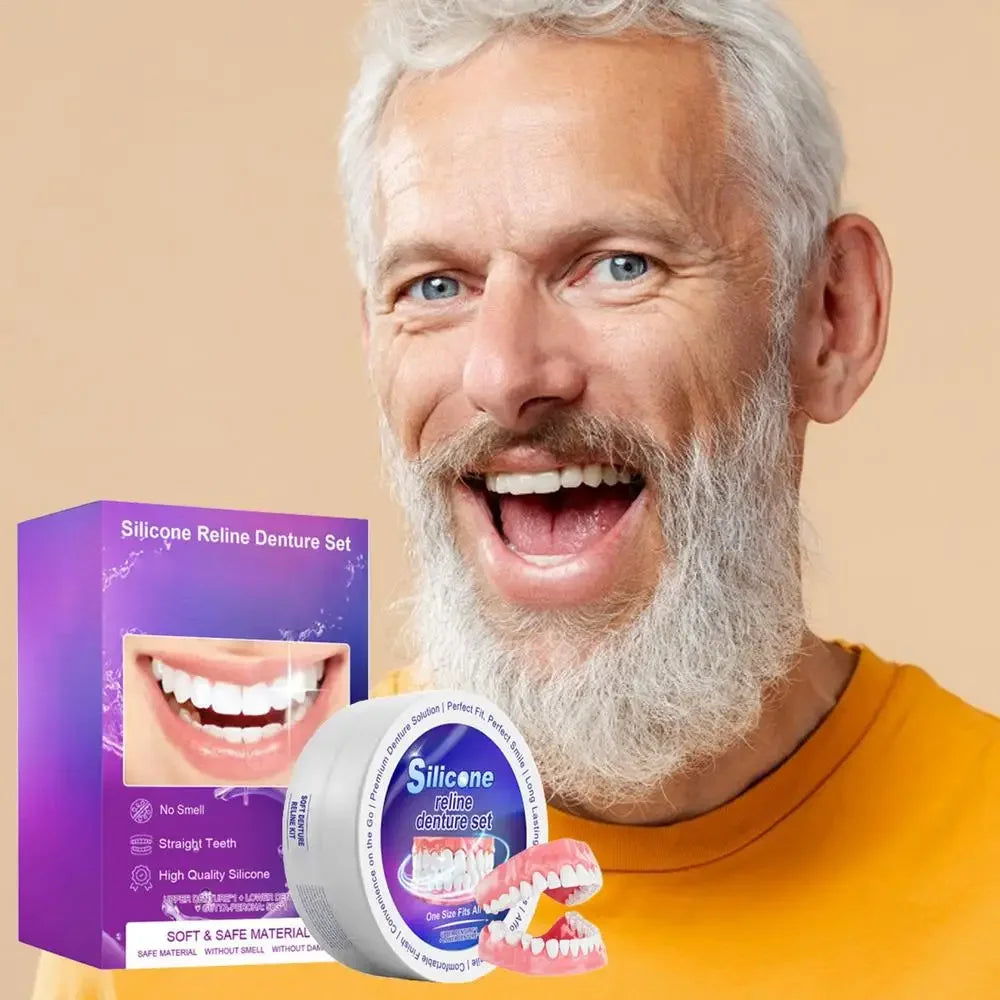 Silicone Denture Reliner Kit - Comfortable Temporary Teeth Whitening & Fit Set - 13