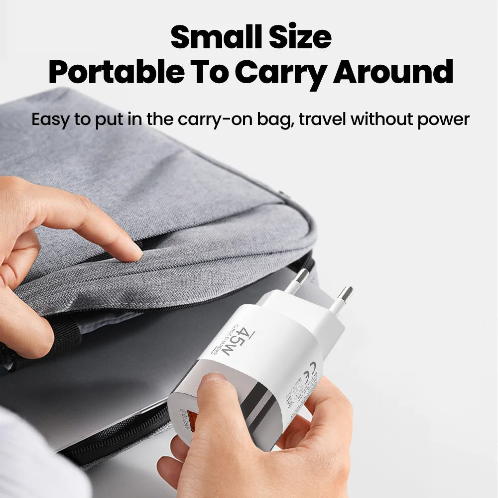 45W Dual Port USB-C & USB-A Fast Wall Charger for iPhone, Samsung, Huawei - 6