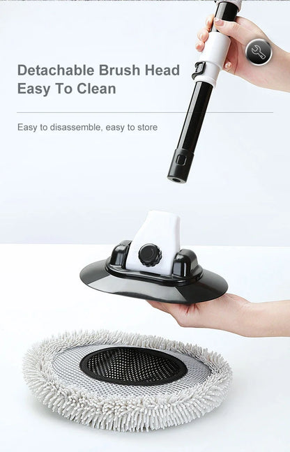 Telescopic Car Wash Mop with 15° Curved Handle & Microfiber Brush