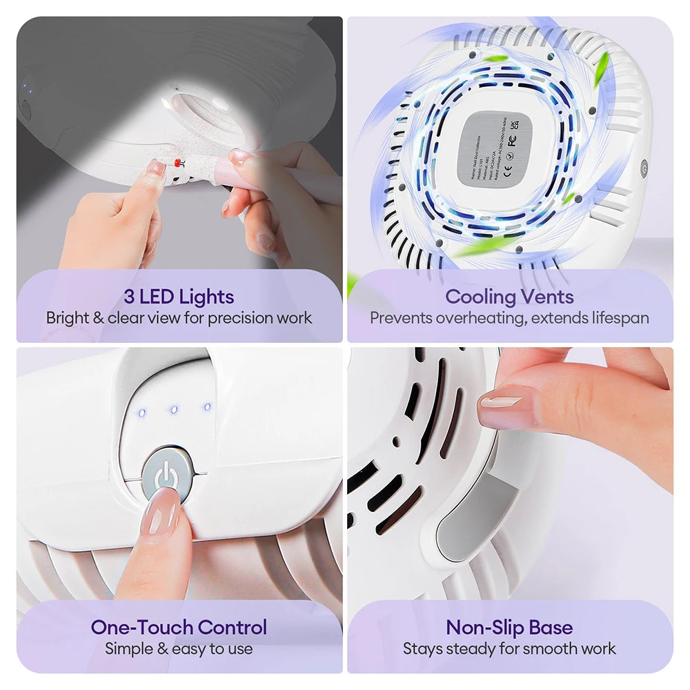 2-in-1 Brushless Nail Dust Collector Vacuum with LED Tube