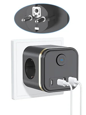 7-in-1 European Power Strip Cube with 4 USB/Type-C Fast Charging Ports