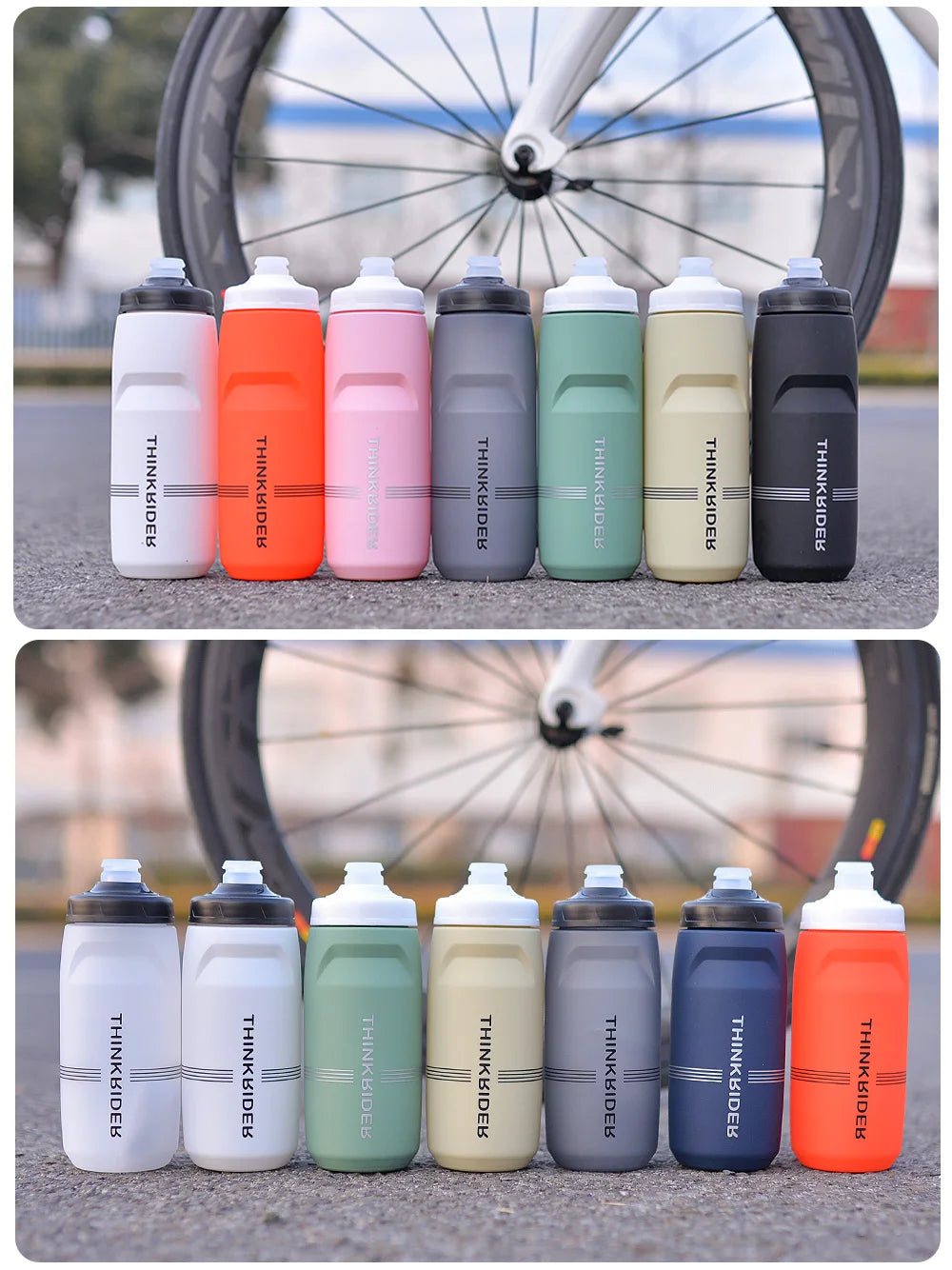 ThinkRider Sports Water Bottle - Leak-Proof Squeeze Bottle for Cycling & MTB