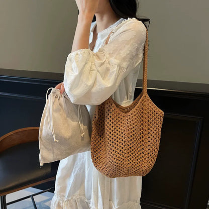 Luxury Woven Straw Beach Tote