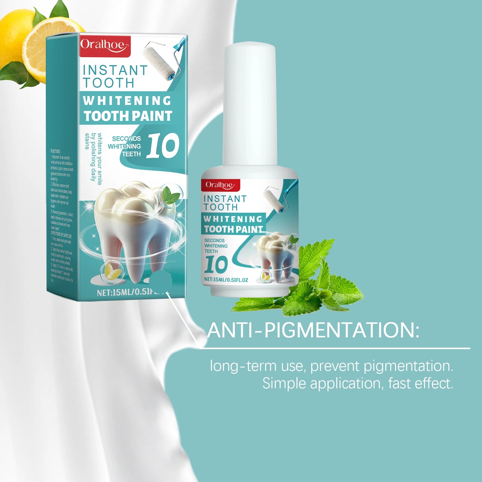 Instant Teeth Whitening Paint Gel for Stain Removal and Bright Smile - 10