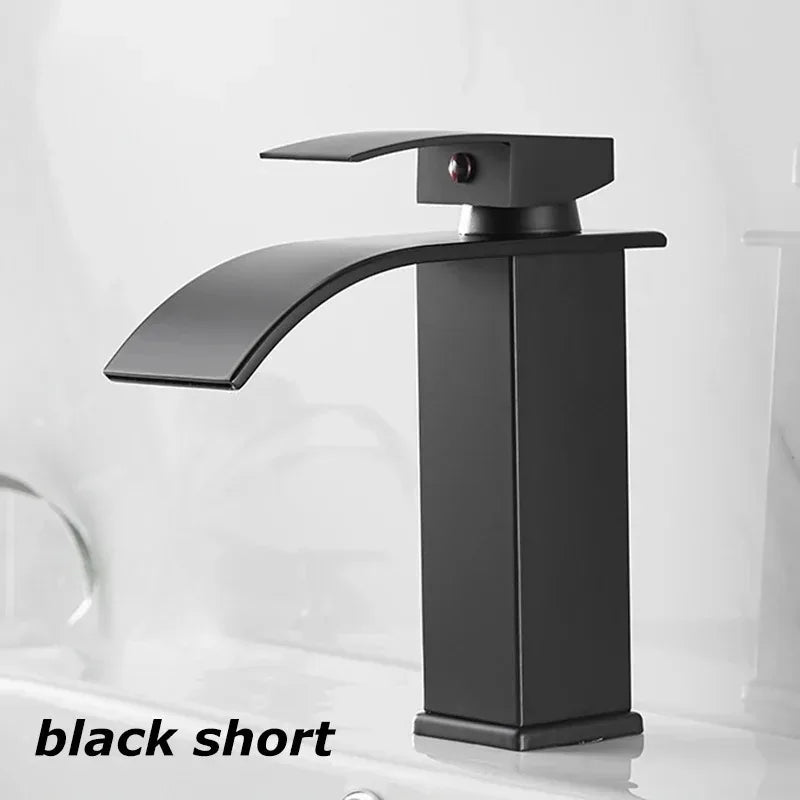 Modern Waterfall Bathroom Sink Faucet - Hot & Cold Stainless Steel - 20