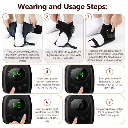 Wireless Ankle Massager with Heat and Air Compression Therapy