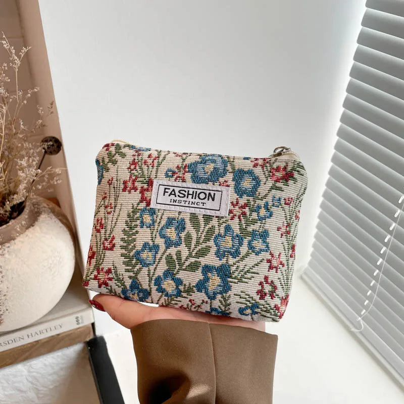 Luxury Retro Floral Canvas Clutch