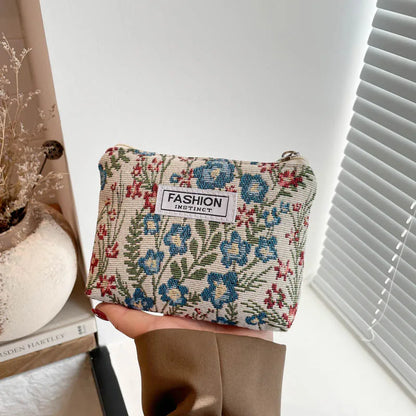 Luxury Retro Floral Canvas Clutch