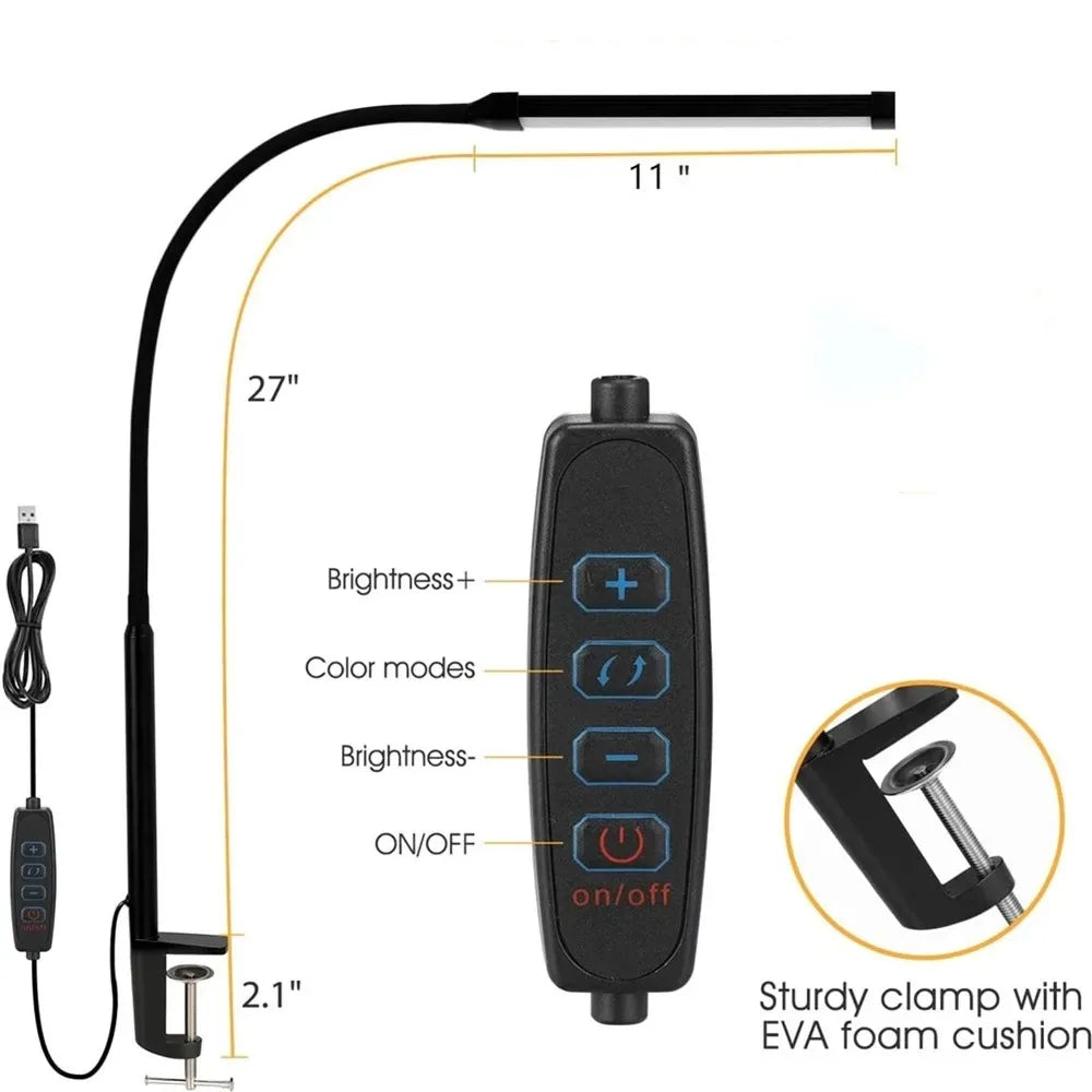 Double Head LED Architect Desk Lamp - Dimmable Office Light with Remote - 19