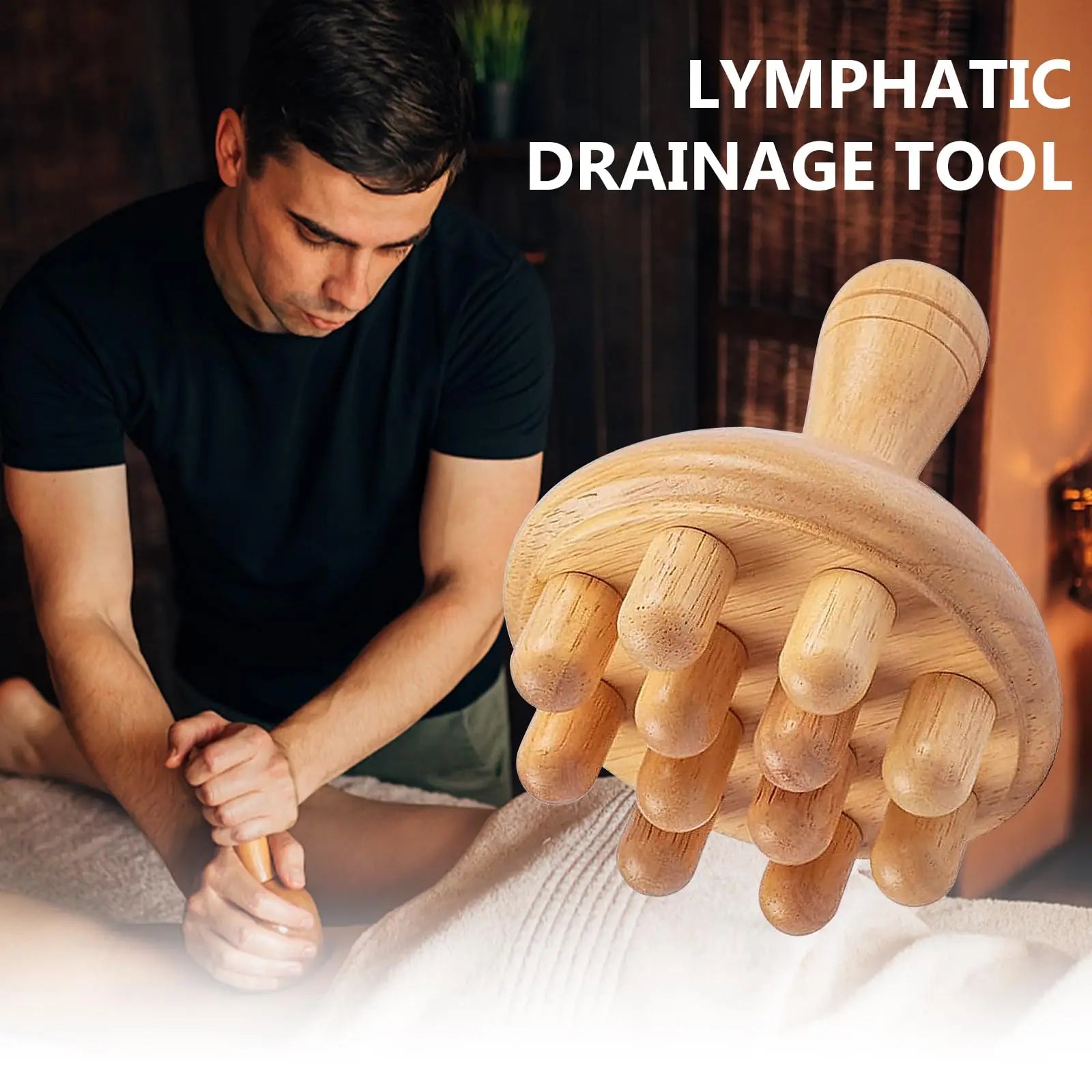 Wooden Mushroom Massager - Manual Wood Therapy Tool for Muscle & Body Relief - 3