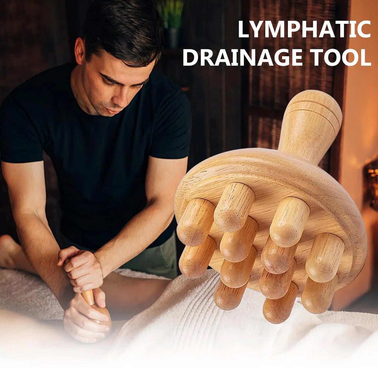 Wooden Mushroom Massager - Manual Wood Therapy Tool for Muscle & Body Relief