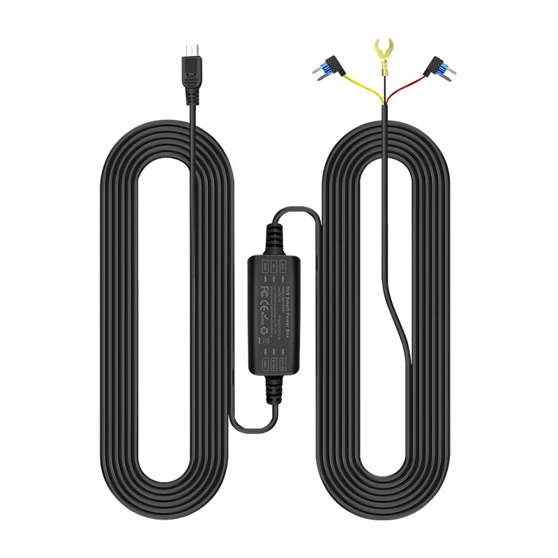 24H Dash Cam Hardwire Kit - USB Type-C & Mini USB Parking Monitor Cable - 9