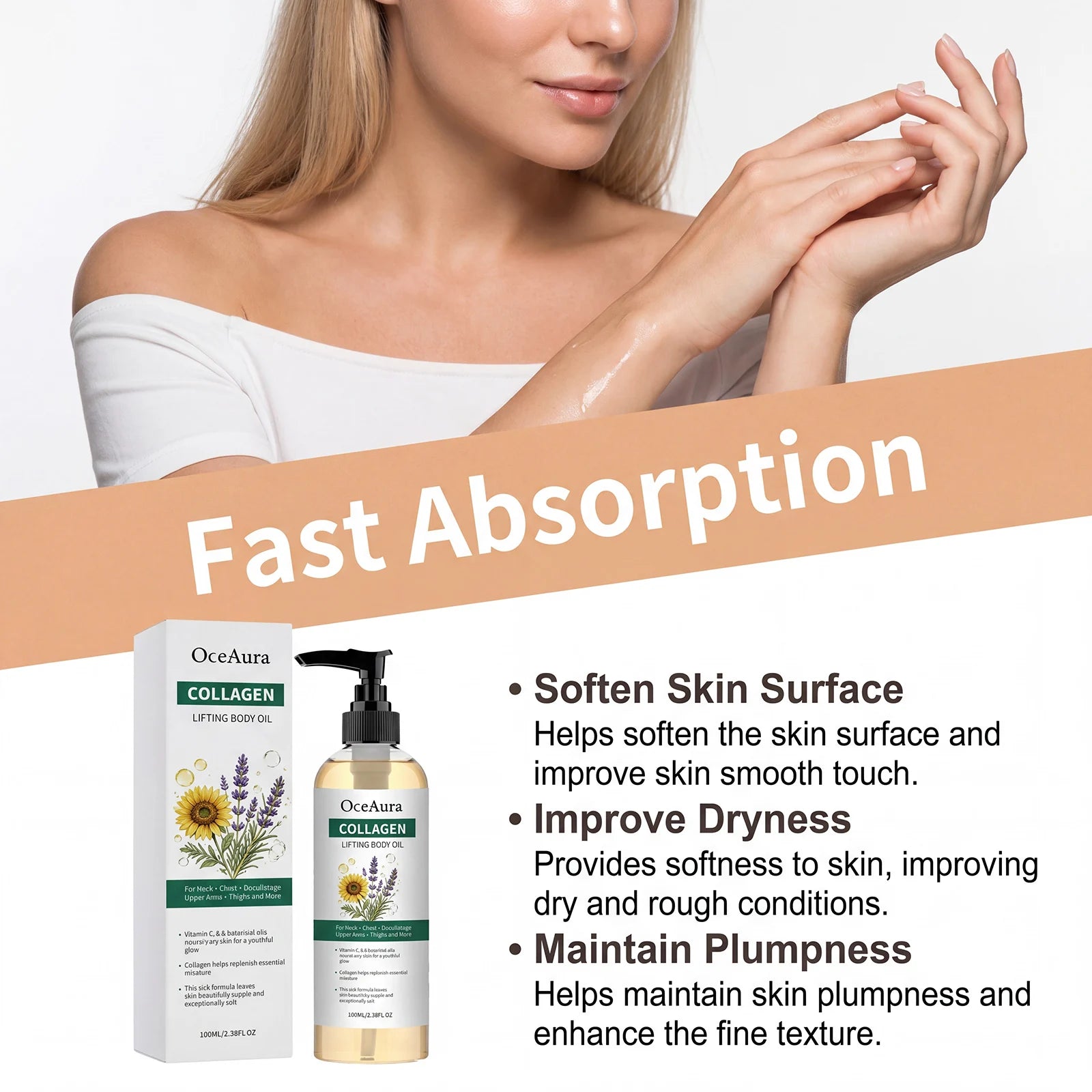 Collagen Lifting Body Oil for Skin Tightening & Deep Hydration - 8