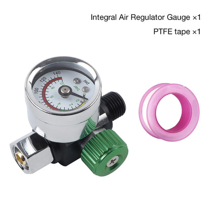 G1/4 Thread Paint Spray Gun Air Pressure Regulator Valve with 140 PSI Gauge