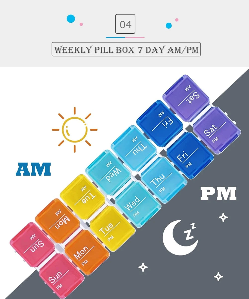 7-Day Weekly Pill Organizer with Electronic Alarm Reminder - 12